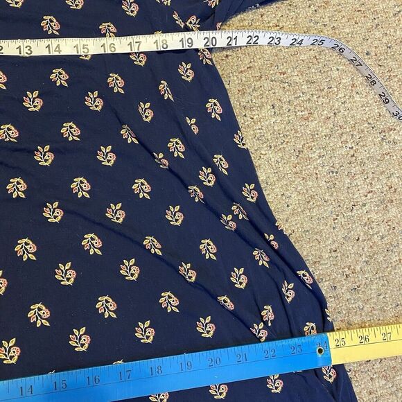 OLD NAVY Women’s Sz XL Navy Blue Floral Long Sleeve Swing Dress Stretch Relaxed - Picture 3 of 7
